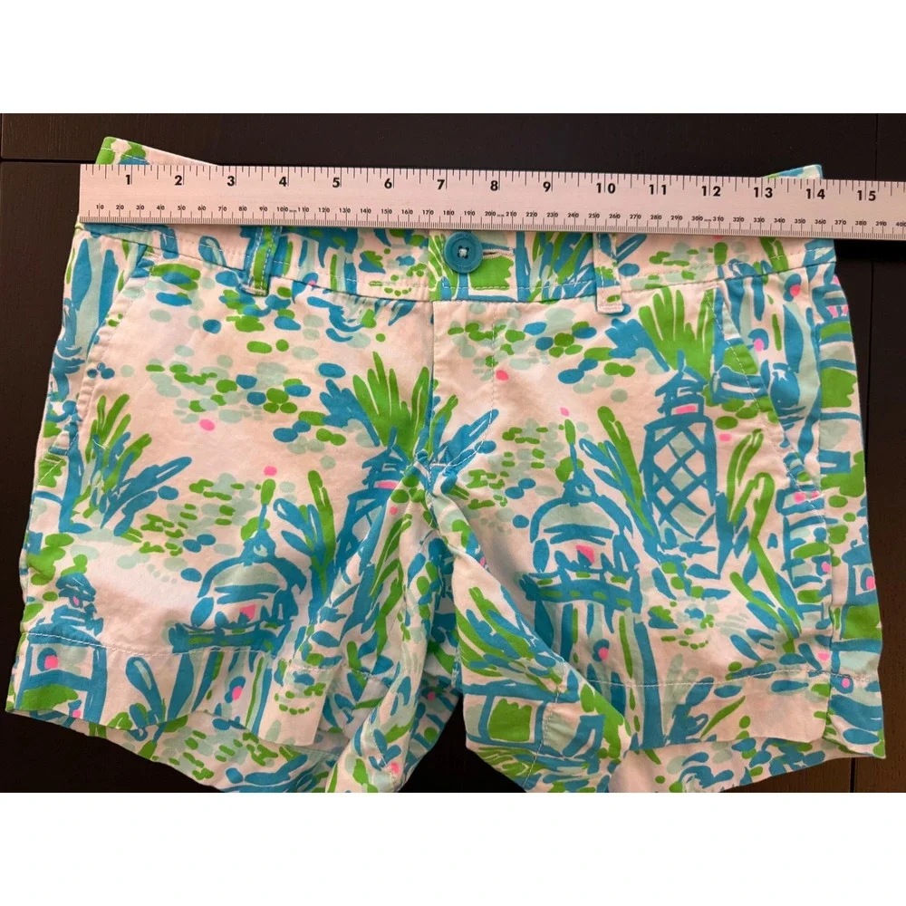 Lilly Pulitzer The Callahan Short Women's Size 00‎ Blue/Green 100% Cotton Preppy